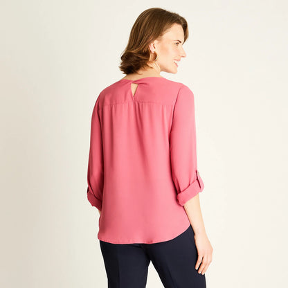 Blusa Mujer Rosado con Manga 3/4 Roll-Up