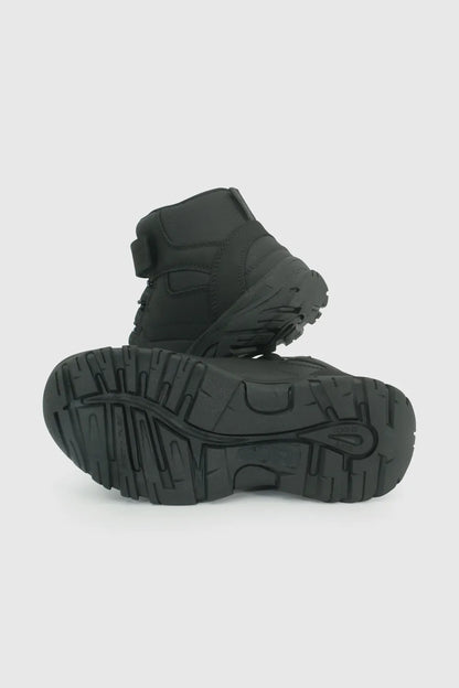 Botin Escolar Niño Con Velcro Elástico Y Piezas Reflectantes Negro