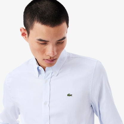 Camisa Hombre corte ajustado de algodón Celeste