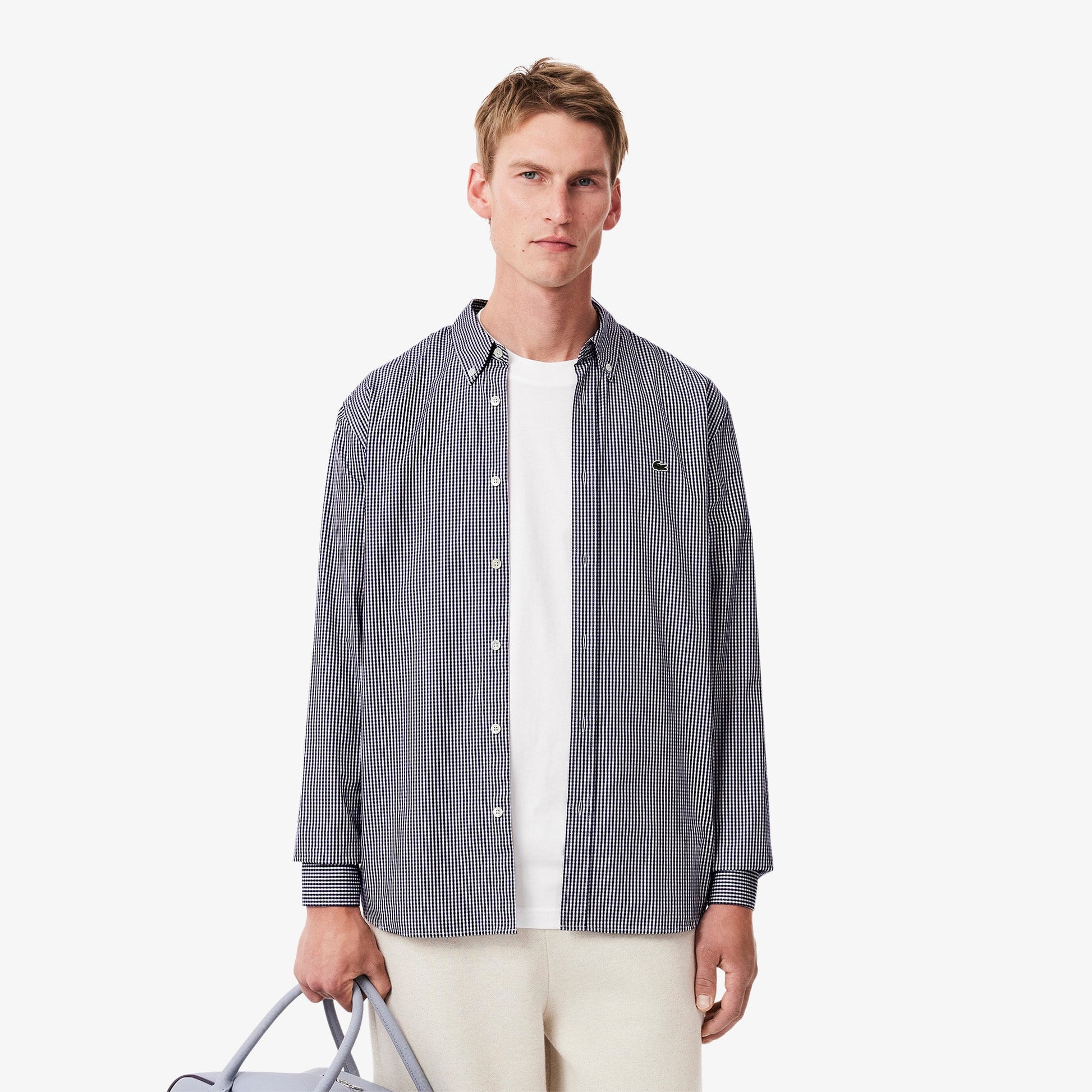 camisa-hombre-de-algodón-a-cuadros-de-corte-regular-blanco/navy