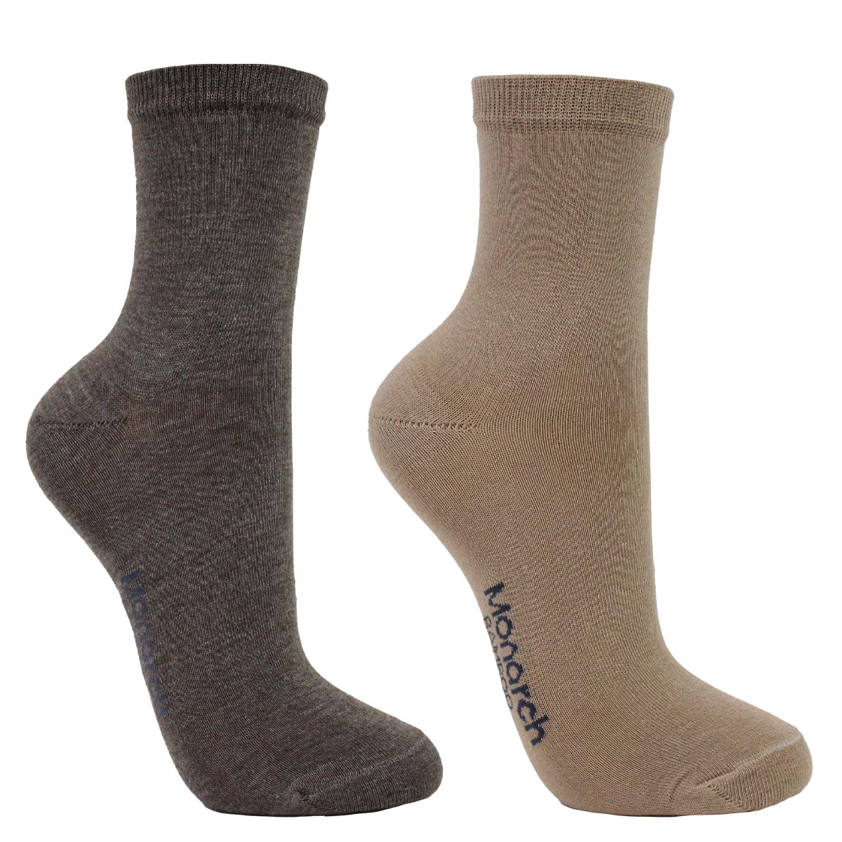 Calcetin Mujer 2 Pares Bamboo Basic Liso Beige