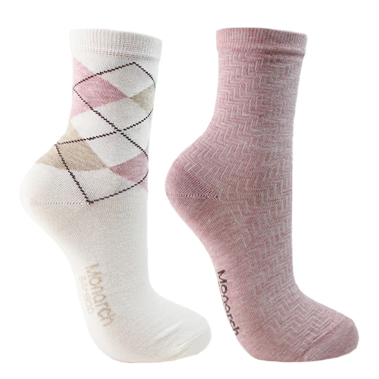 Calcetin Mujer 2 Pares Bamboo Rombos Blanco Invierno