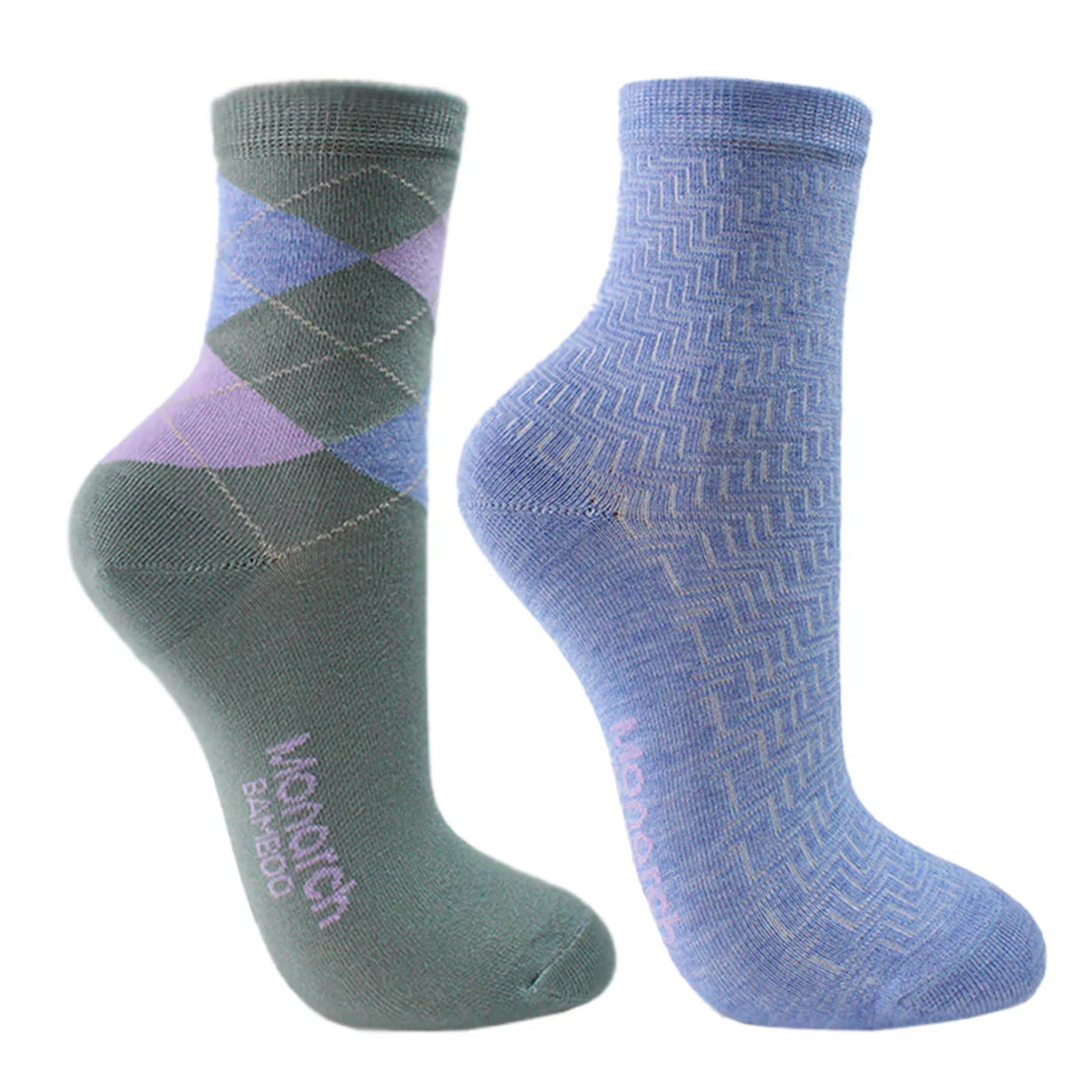 Calcetin Mujer 2 Pares Bamboo Rombos Verde Nilo