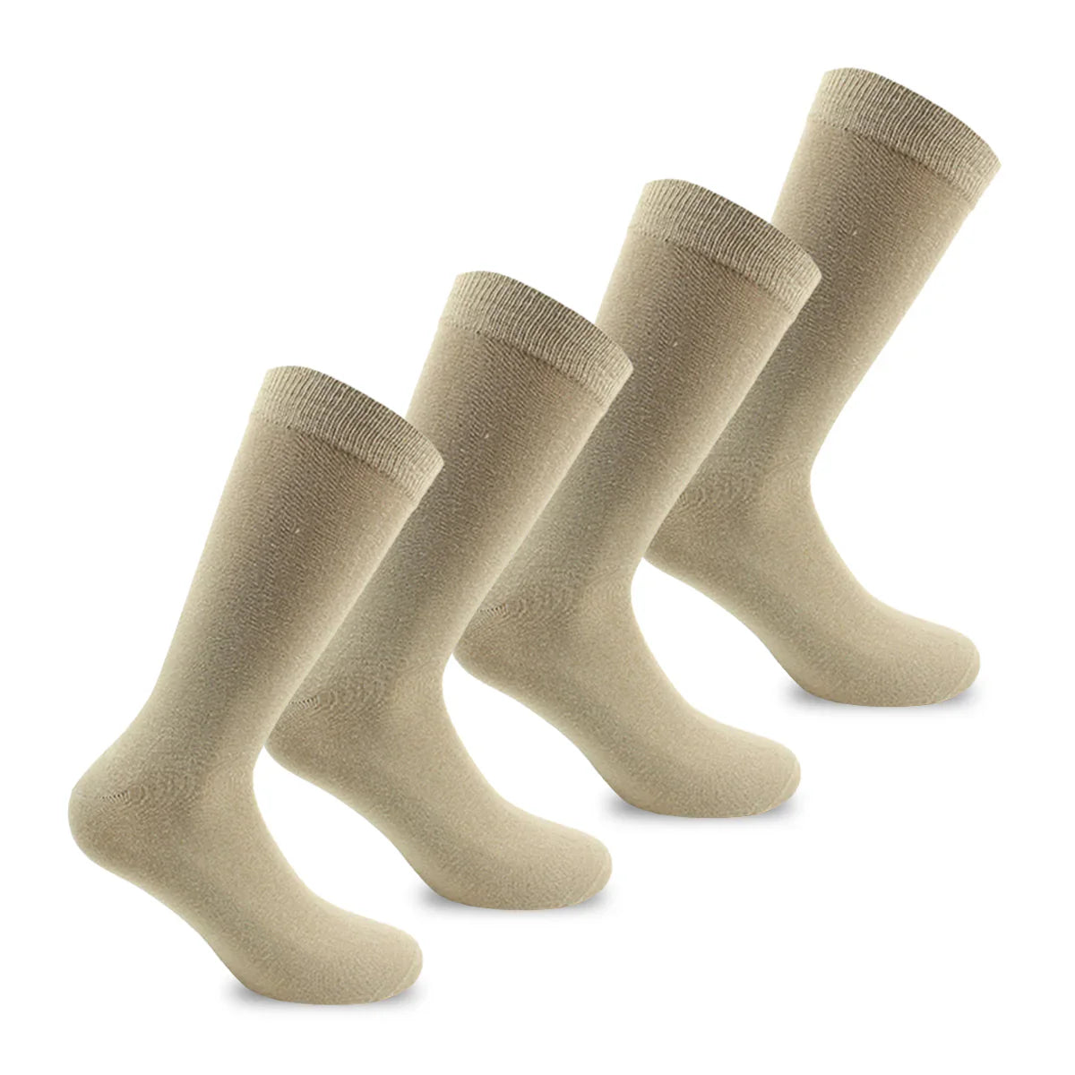 Calcetin Unisex 4 Pares Algodón Liso Beige