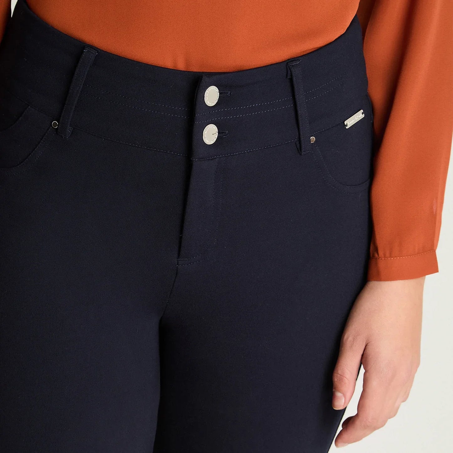 Calza Mujer Recta Dos Botones Azul