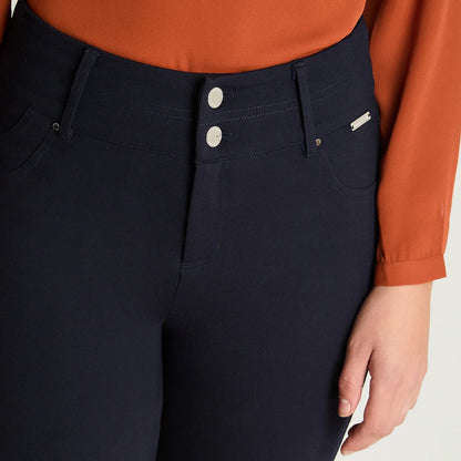 Calza Mujer Recta Dos Botones Azul