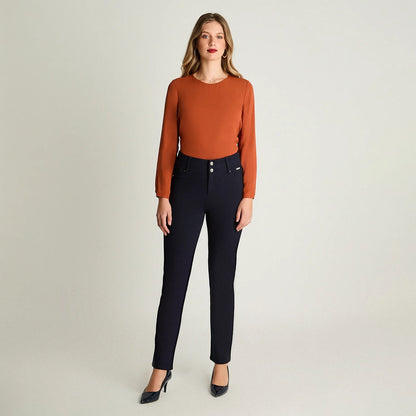 Calza Mujer Recta Dos Botones Azul