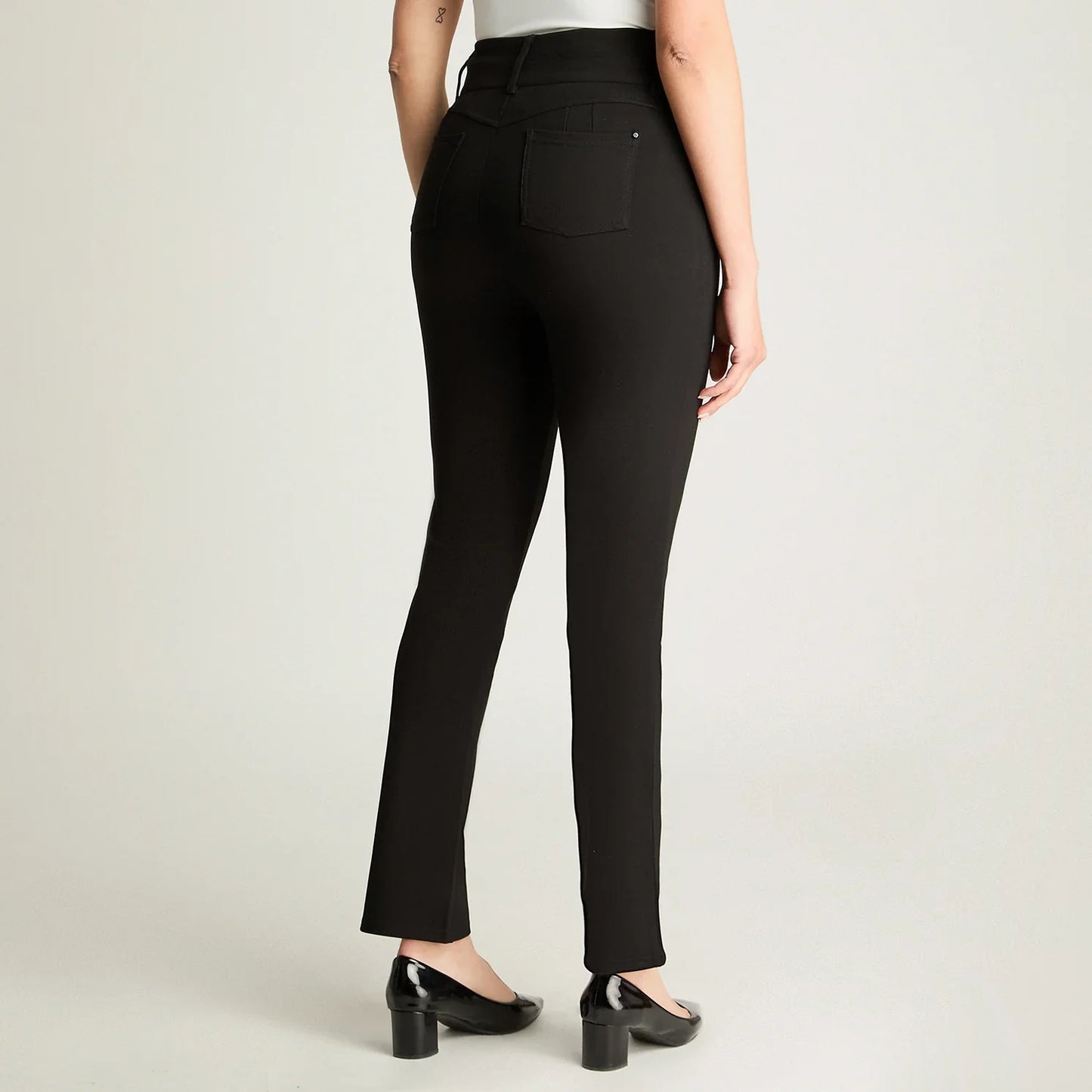 Calza Mujer Recta Dos Botones Negro