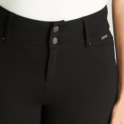 Calza Mujer Recta Dos Botones Negro