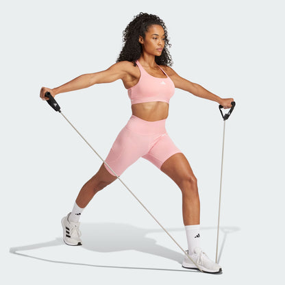 Calzas Mujer Cortas Optime Essentials Stash Pocket 7 Pulgadas Semi Pink Spark