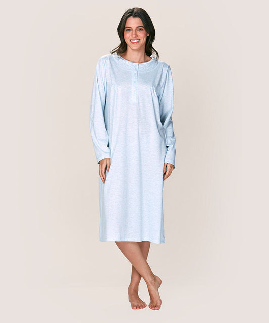 Camisa De Dormir Mujer Cotton Celeste