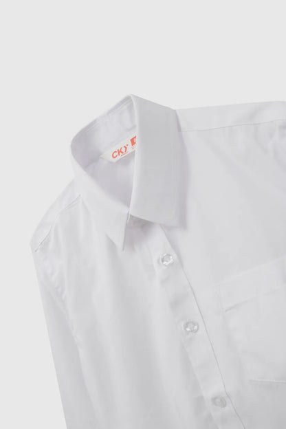 Camisa Escolar Niño Con Botones y Costuras Resistentes Blanca