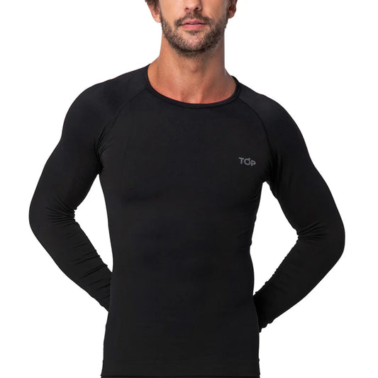Camiseta Hombre Deportiva Primera Capa Microfibra Negro