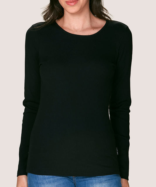 Camiseta Mujer Clásica Cotton Rib Manga Larga Negro