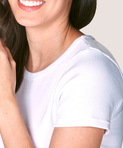 Camiseta Mujer Cotton Rib Manga Corta Blanco