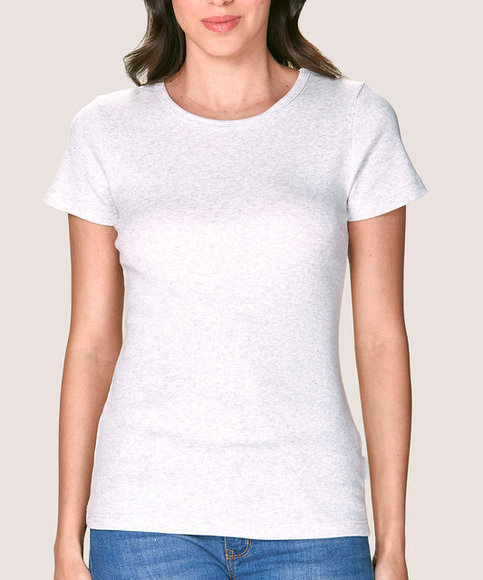 Camiseta Mujer Cotton Rib Manga Corta Gris