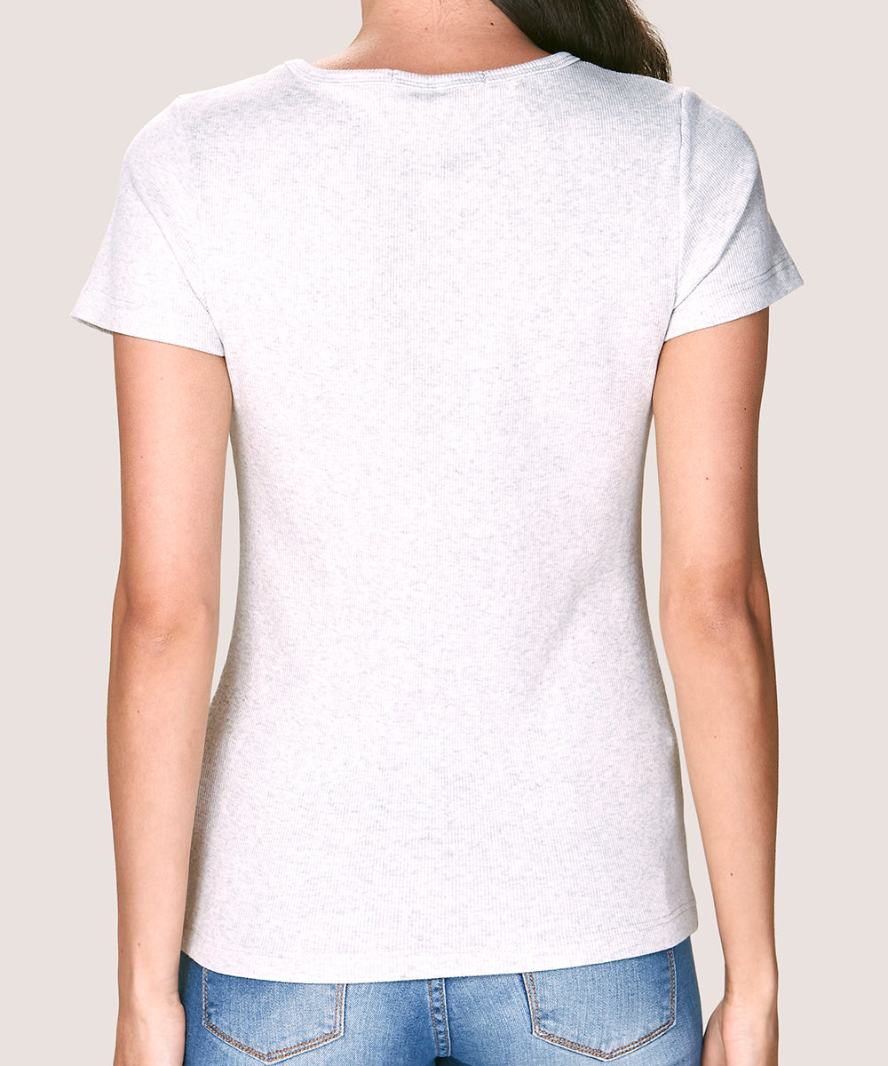 Camiseta Mujer Cotton Rib Manga Corta Gris
