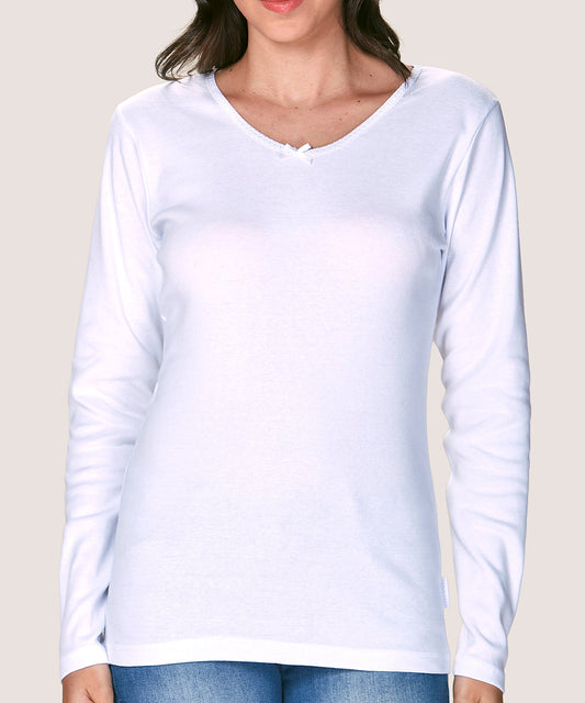 Camiseta Mujer Cotton Rib Manga Larga Blanco