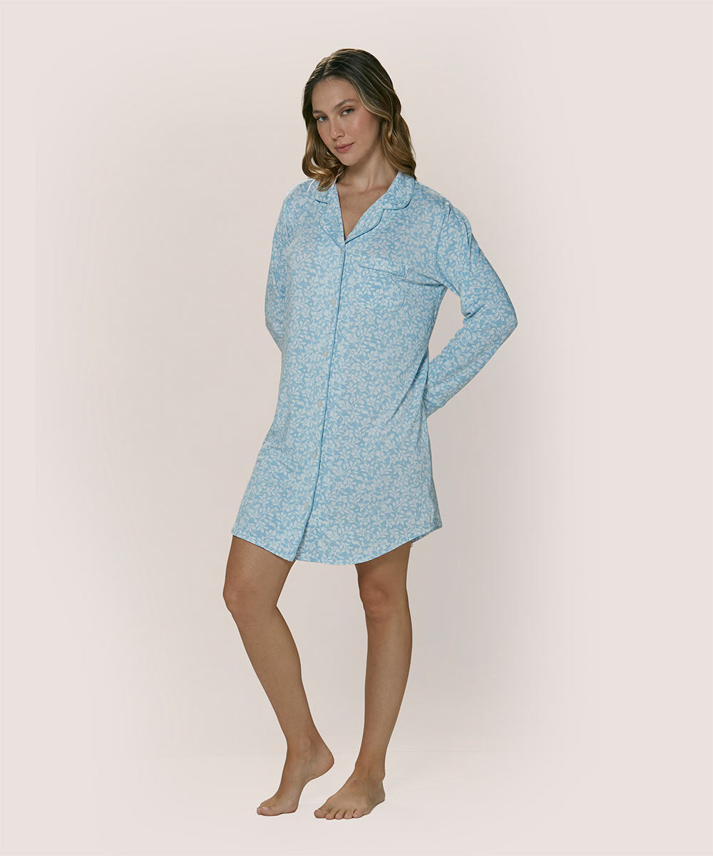 Camisola Mujer Estampada Celeste