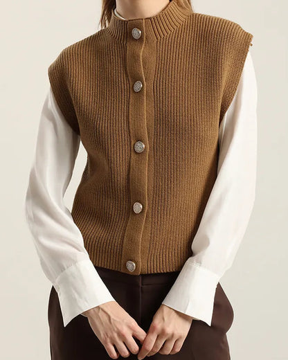 Cardigan Mujer Punto Camel