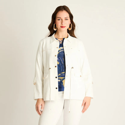 Chaqueta Mujer Crudo con Cordón Ajustable