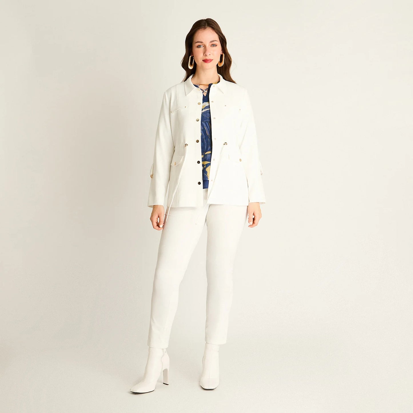 Chaqueta Mujer Crudo con Cordón Ajustable