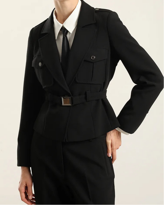 Chaqueta Mujer Bolsillos Cargo Negro