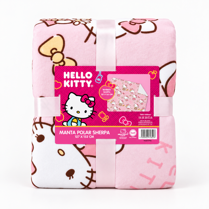 Manta de Polar con Sherpa Hello Kitty Rosada 127X152 cm