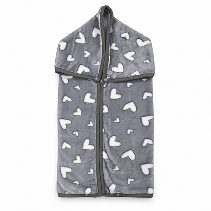 Saco con Broche Ultra Soft Corazones 80x110cm Gris