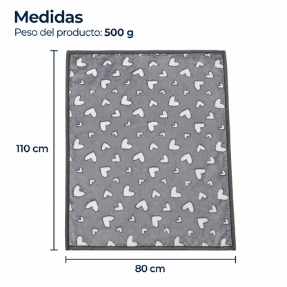 Saco con Broche Ultra Soft Corazones 80x110cm Gris