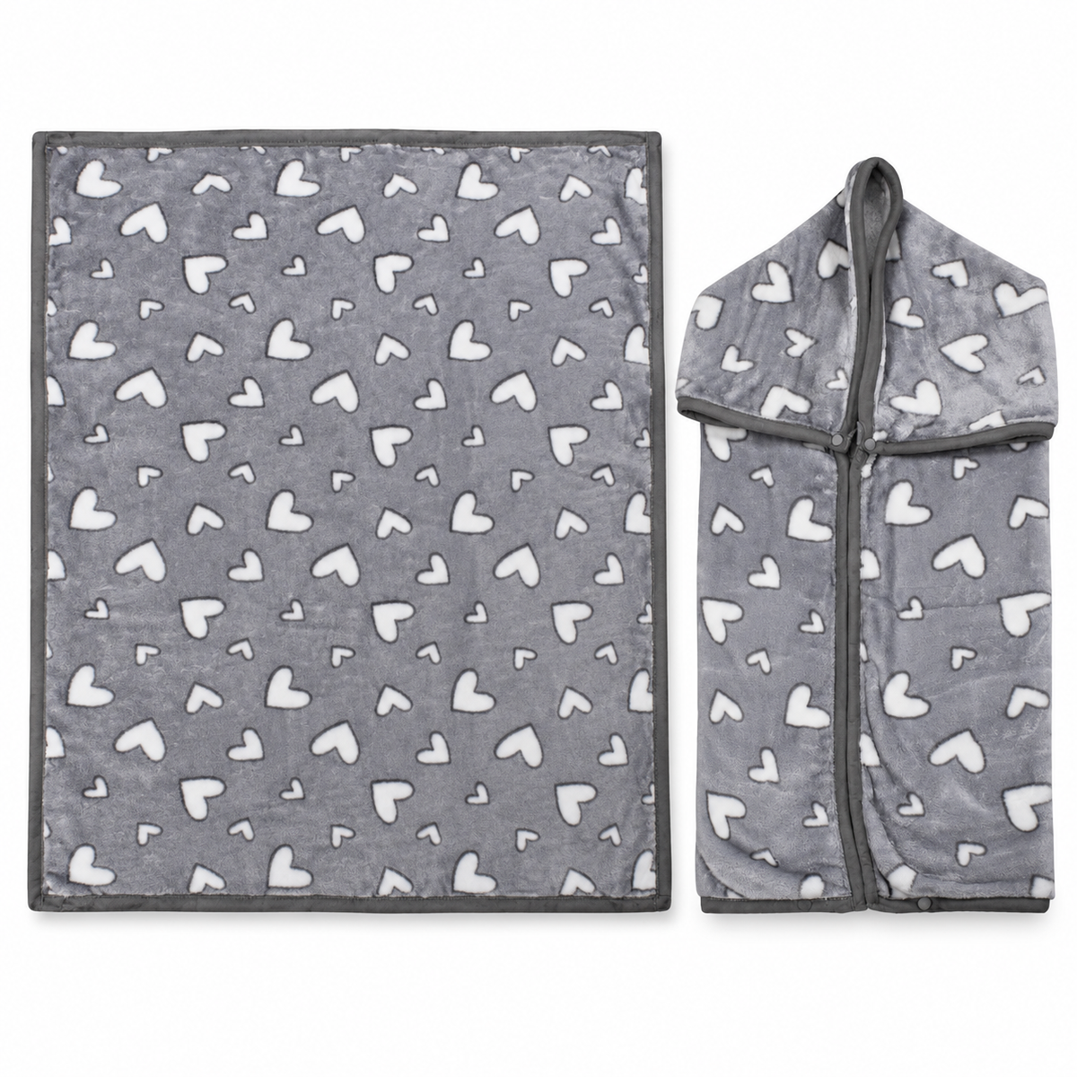 Saco con Broche Ultra Soft Corazones 80x110cm Gris