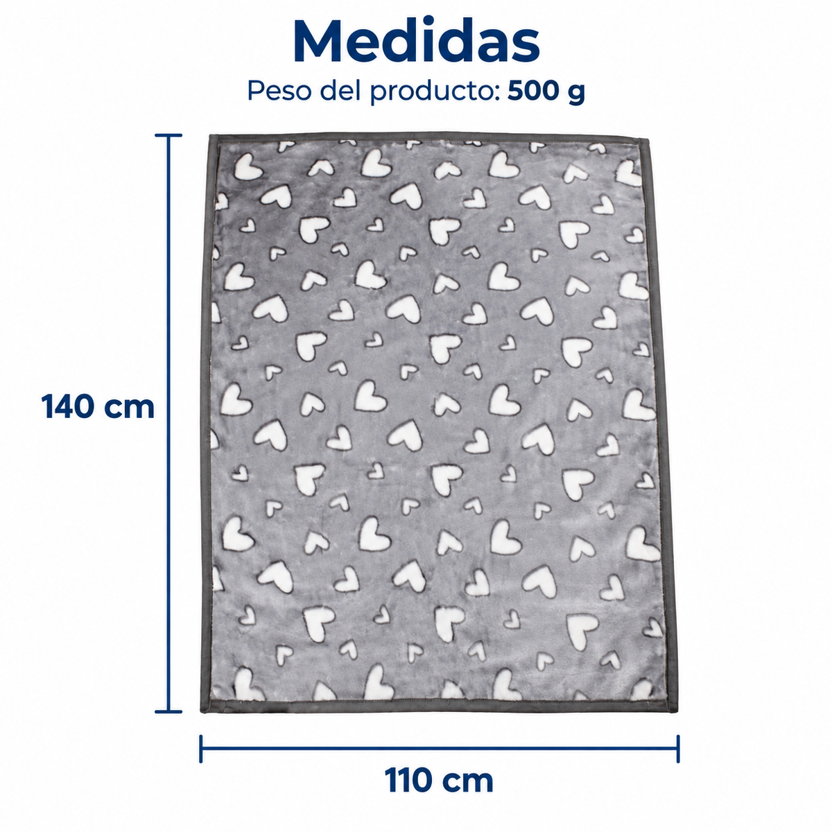 Frazada Ultra Soft Corazones 110x140cm Gris