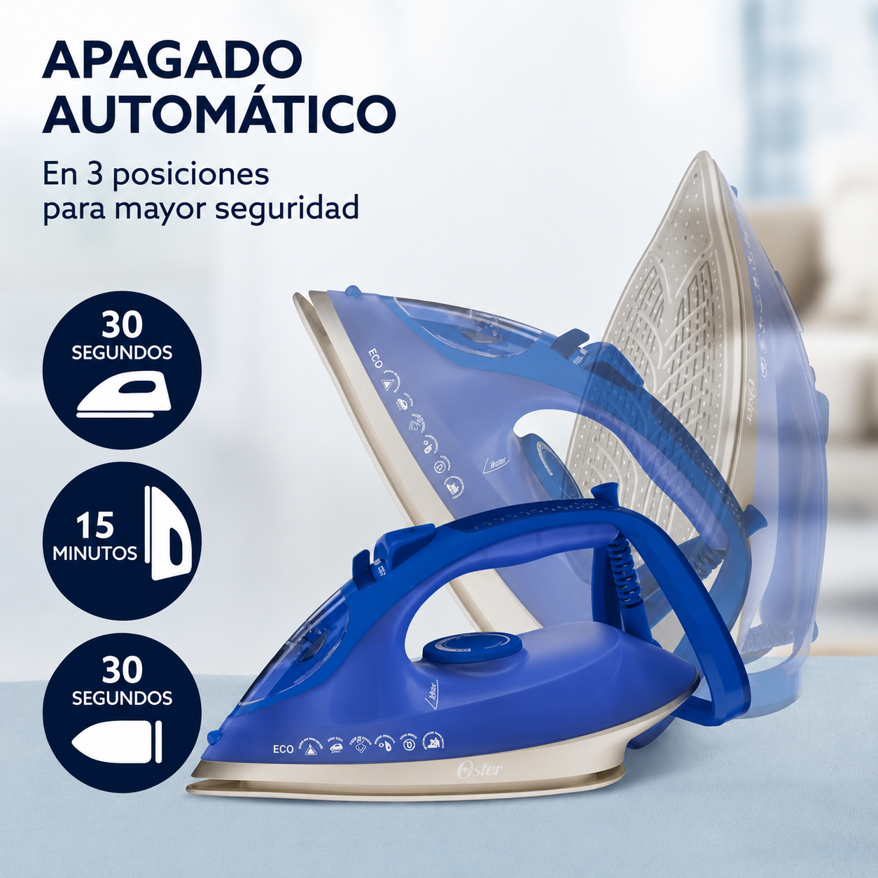 Plancha Oster AeroGlide Max S7800 Vapor 200g Modo Eco