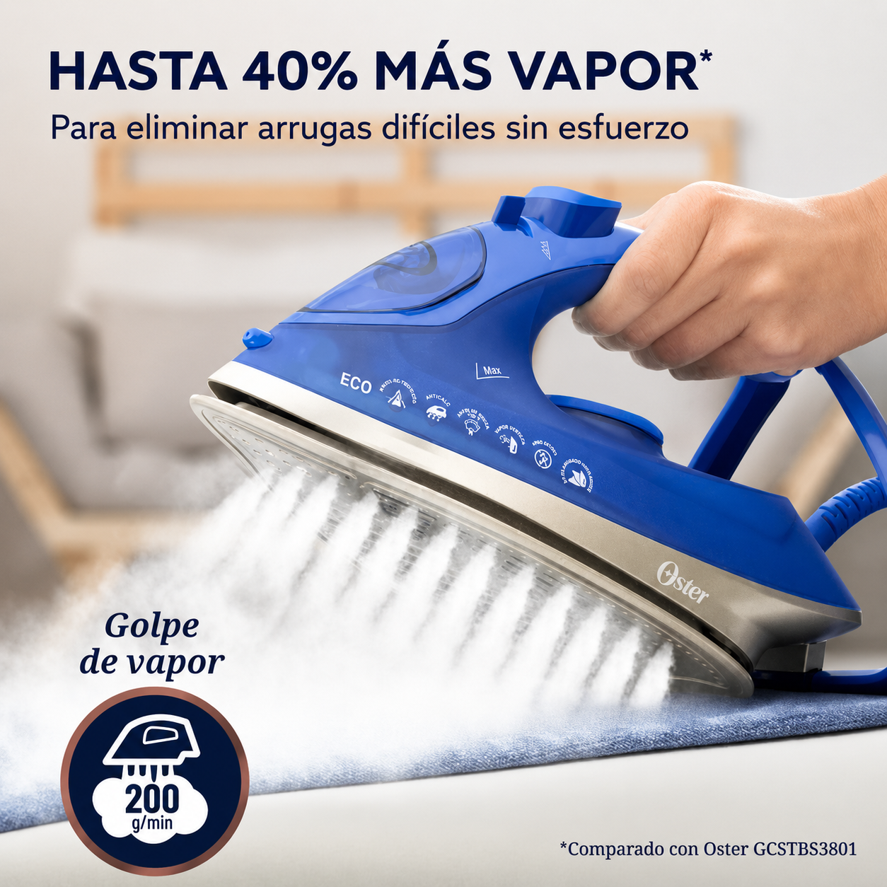 Plancha Oster AeroGlide Max S7800 Vapor 200g Modo Eco