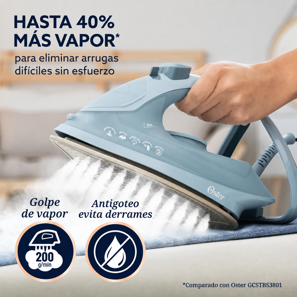 Plancha Oster AeroGlide Plus S7400 Vapor 200gr 1600W