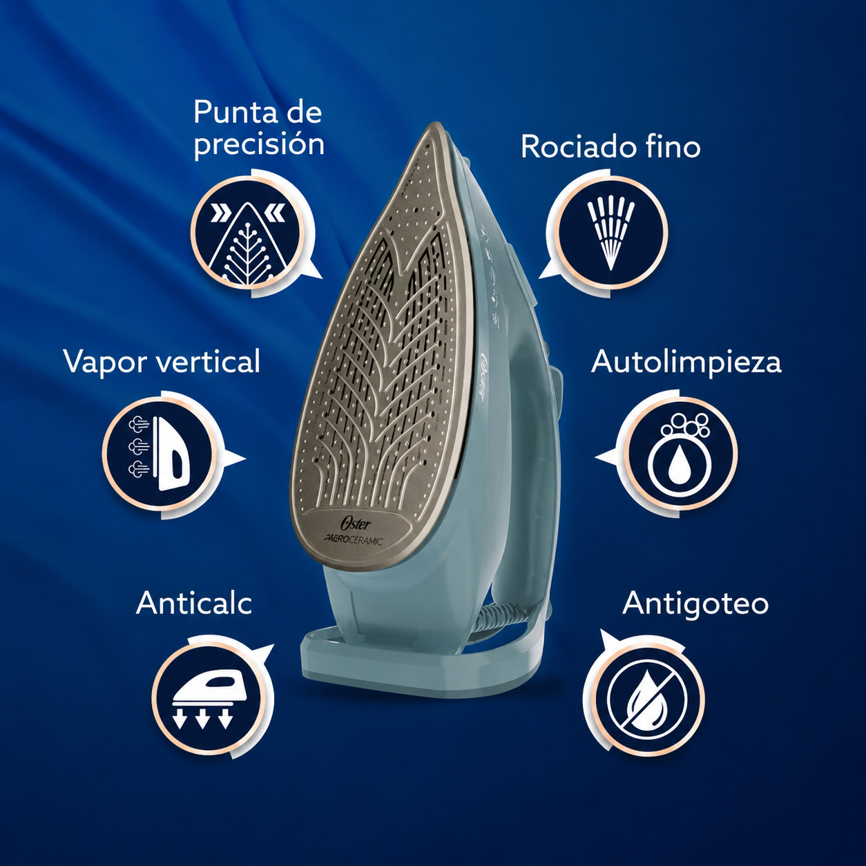 Plancha Oster AeroGlide Plus S7400 Vapor 200gr 1600W