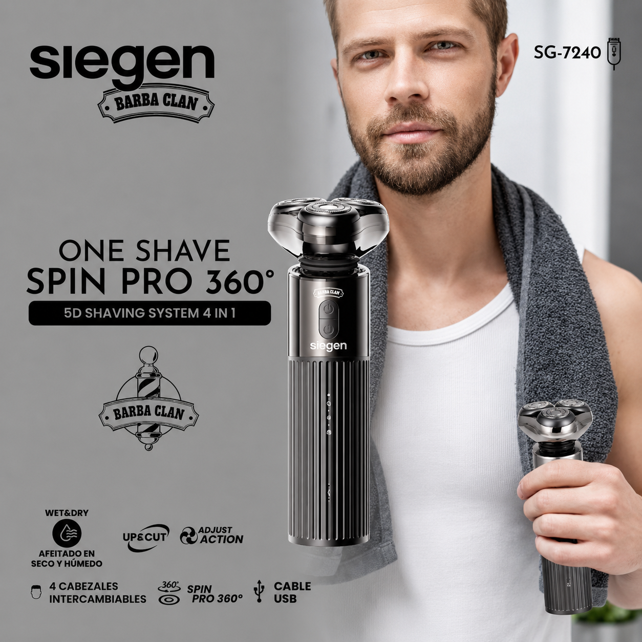 Afeitadora One Shave Spin Pro 4 en 1 SG-7240