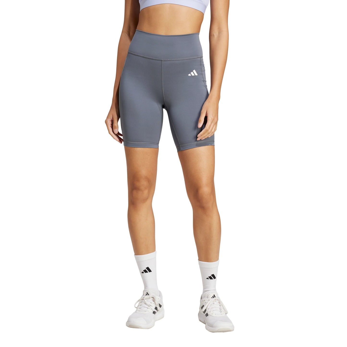 Calzas Mujer cortas de entrenamiento con tiro alto Gris