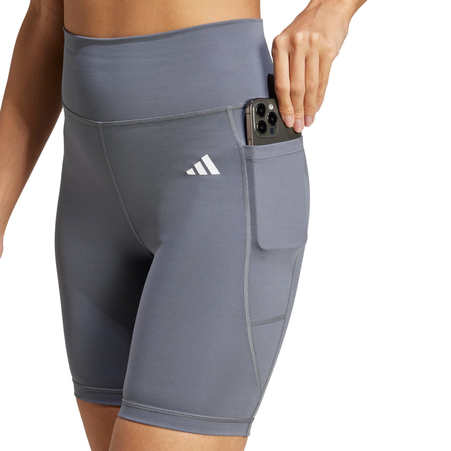 Calzas Mujer cortas de entrenamiento con tiro alto Gris