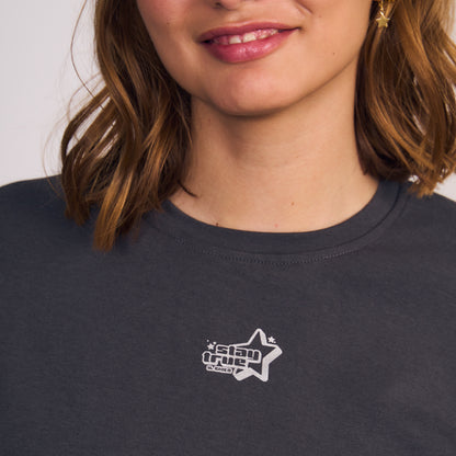 Polera Mujer Manga Corta Estampado Gris