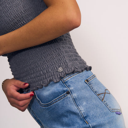 Polera Mujer Sin Mangas Gris