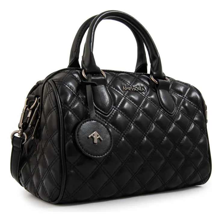 Cartera Mujer Dos Asas Baul Tamy Mediana Negro