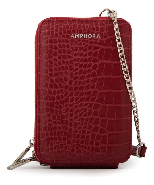 Cartera Mujer Bandolera Porta Celular Boga Pequeña Rojo