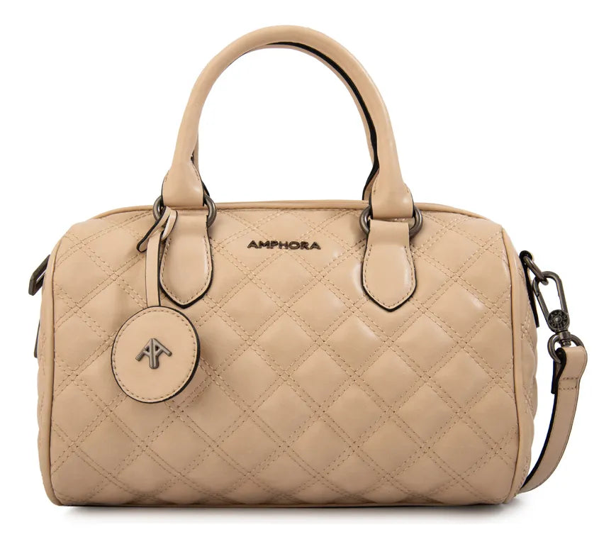 Cartera Mujer Dos Asas Baul Tamy Mediana Beige