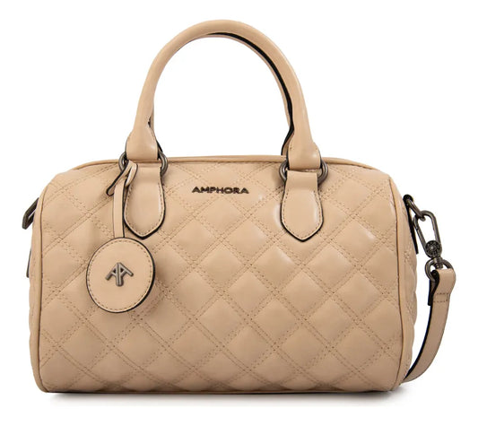 Cartera Mujer Dos Asas Baul Tamy Mediana Beige