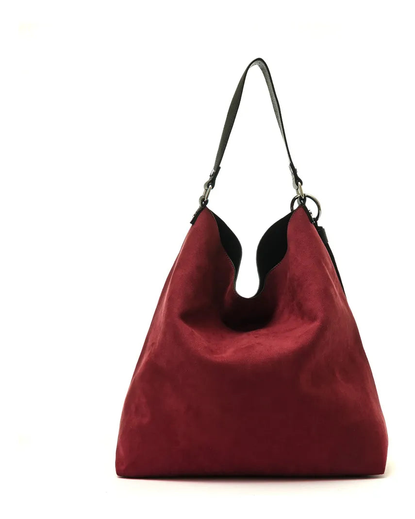 Cartera Mujer Corte Recto Reversible Grande Raven Burdeo