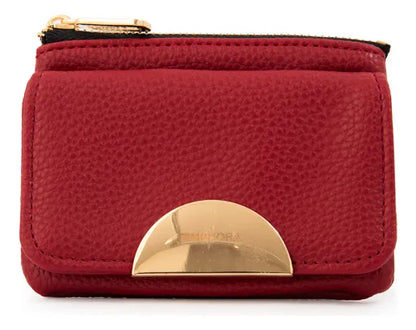 Monedero Mujer Con Bolsillo Frontal Pequeña Naty Rojo Oscuro