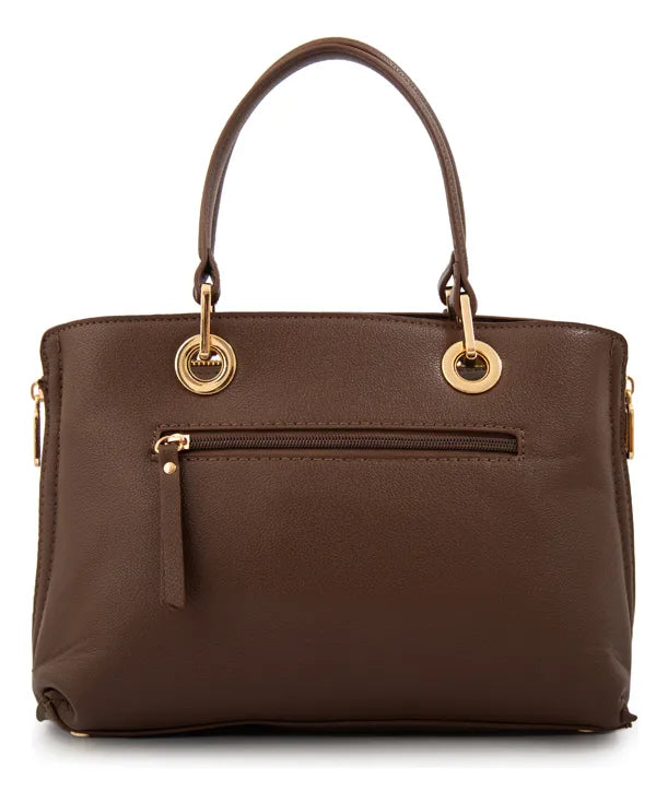 Cartera Mujer Dos Asas Laia Mediana Café Oscuro