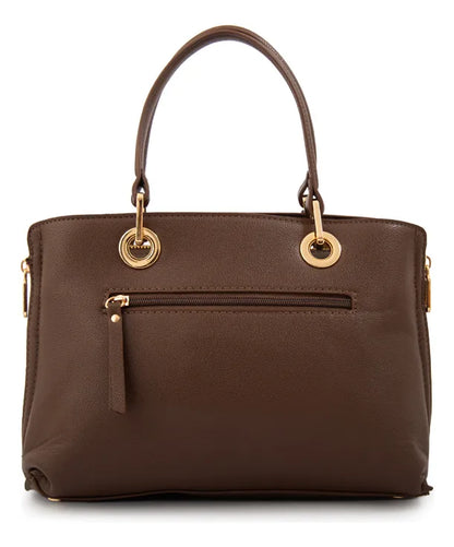 Cartera Mujer Dos Asas Laia Mediana Café Oscuro