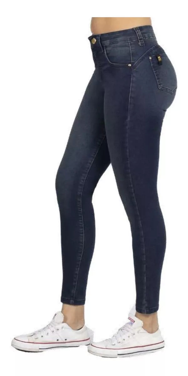 Jeans Mujer 3154 Tiro Alto Pardo Azul